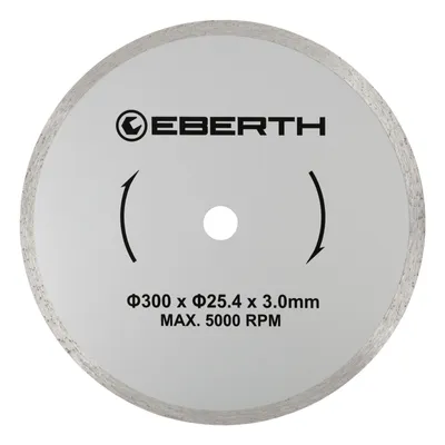 Produktbild von EBERTH Trennscheibe Diamanttrennscheibe für Stein, Beton, Fliesen und Feinsteinzeug, Diamantscheibe mit 300mm Durchmesser, 25,4mm Bohrung