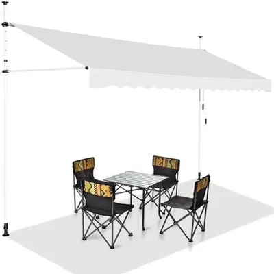 Zdjęcie produktu dla Wysuwany parasol, kolor beżowy, wymiary 350x120 cm - rama aluminiowa, tkanina Oxford odporna na wodę