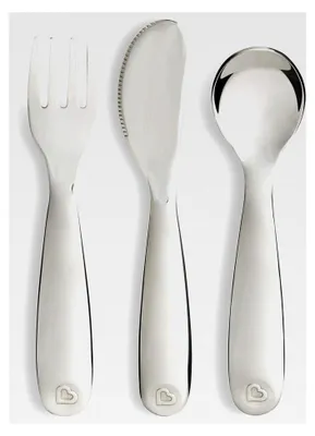 Produktbild von Edelstahl-Besteckset für Kleinkinder mit Gabel, Messer und Löffel