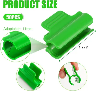 Produktbild von Gewächshausklammern 11 mm, 50 Stück, Kunststoff, grün, für Gartennetzabdeckung
