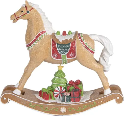 Produktbild von Clayre & Eef Weihnachtsdekorationsfigur Schaukelpferd 26x7x24 cm Braun Kunststoff