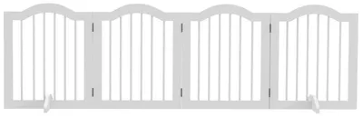 Produktbild von Hundegitter 4-teilig - Faltbares Hundegitter | Farbe: Weiß | Abmessungen: 29,5 x 203,5 x 61 cm