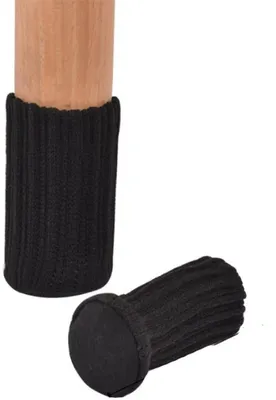Produktbild von Stuhlbeinsocken – Stuhlbeinschoner – Elastisch – Schwarz – Kratzfest – Stuhlbeinbezüge – 7 cm hoch – 24-teiliges Set – CHPN
