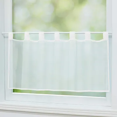Produktbild von Scheibengardine Bistrogardine Cafehausgardine für Vitragestange oder Klemmstange - Stoff Voile Uni transparente Gardine Stores Breite 120 x 45 cm Höhe - Farbe weiß