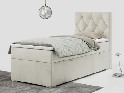Produktbild von Einzelbett mit Bettkasten, jungenbetten 90 cm, Boxspringbett - ALDA - 90x200cm - rechts - Beige - H3