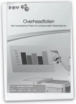 Produktbild von Overheadfolien DIN A3, 100 Mic, für s/w Kopierer und Drucker, stapelverarbeitbar, Direktimport