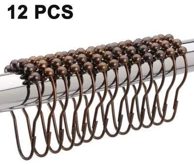 Produktbild von Duschvorhanghakenringe, rostfreie Metall-Duschvorhanghakenringe für Duschstangen und Duschvorhänge im Badezimmer – 12er-Set