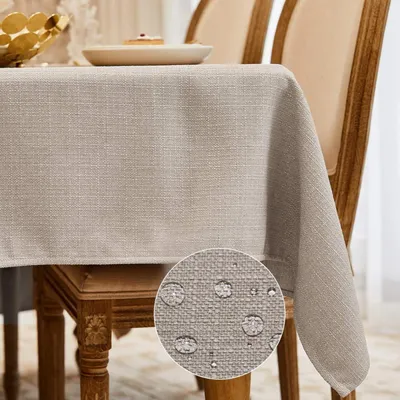Immagine prodotto di Tovaglia lavabile, color beige, 230 x 335 cm, aspetto simile al lino, impermeabile