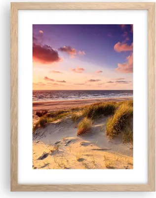 Produktbild von Gerahmtes Poster - Rahmen in heller Eiche - Meer Strand Düne - 30x40 cm - Wand Bild - Wanddeko - Wandbilder - Kunstposter - Wandposter - Bilderrahmen - Bilder - Kunstdruck - Wandbild - P2NPA30x40-3540