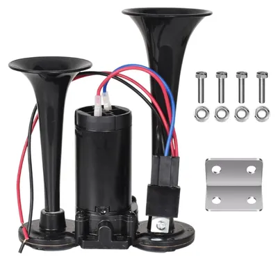 Immagine prodotto di Clacson ad aria - Doppia tromba - 12 V - 150 dB - Nero