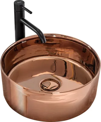 Produktbild von Badezimmer Waschbecken Arbeitsplatte Waschschüssel Rund Rose Gold 36x36x14cm