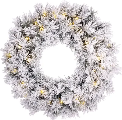 Produktbild von Black Box Trees Dinsmore Weihnachtskranz mit LED-Beleuchtung - Ø60 cm - Grün Frosted