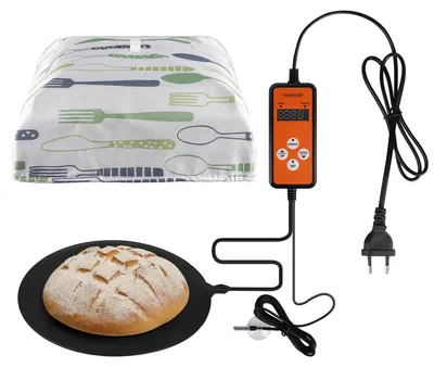 Produktbild von Runde Sauerteig-Wärmematte, Ø 30,5 cm, 230 V, 30 W, mit Isolierbezug, Heizmatte zum Gären von Teig, Temperatur einstellbar von 5–45 °C, Heizmatte zum Gären von Brot