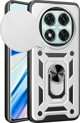 Produktbild von Hülle für Xiaomi Redmi Note 14 Pro 5G Magnetische Ring Ständer Halter Dia Kameraschutz TPU Bumper Silikon Schutzhülle Silber