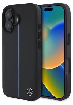 Immagine prodotto di Mercedes Mehmp16S23Rurbk Custodia rigida per Iphone 16 6.1 Czarny/Nero Mb Linea Blu in pelle Magsafe