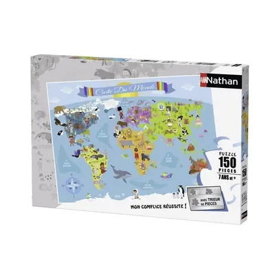 Immagine prodotto di Nathan 150 pezzi di puzzle - Mappa del mondo - 86806