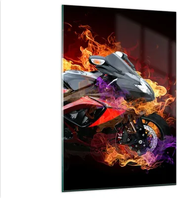 Produktbild von Bilder auf glas - Einteilig - Motorrad Feuer Abstraktion - 80x120cm - Glasbilder - Wandbilder - Bilder - Wanddekoration aus Glas - Glas Bilder - Wandbild auf Glas - GPA80x120-0177
