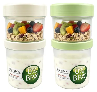 Müsli-Joghurt-Becher 2er-Set 560+360 ml mit Löffel