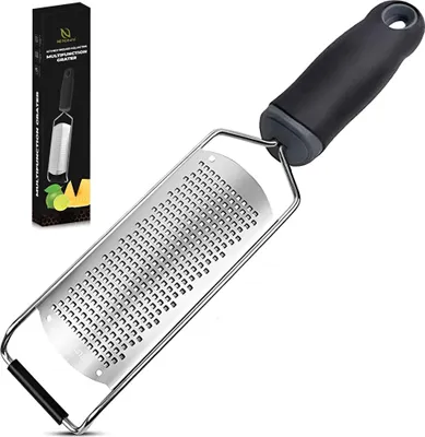 Image de HI NATURE™ Râpe à fromage | Râpe à parmesan et citron en acier inoxydable – Râpe manuelle avec récipient pour fromage, gingembre, ail et muscade