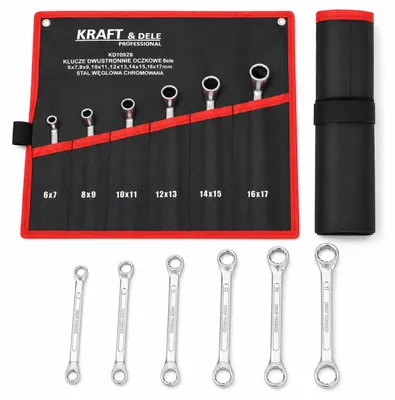 Produktbild von 6-teiliger Doppelringschlüsselsatz aus Kohlenstoffstahl | Kraft&Dele