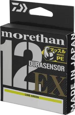 Immagine prodotto di DAIWA Morethan DURASENSOR 12 BRAID EX+Si3, 200m, 0,14mm, 12,00kg / 26,46lbs, verde lime, filo da pesca intrecciato, 12248-214