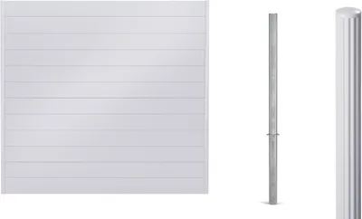 Obrázek produktu pro Alberts 500580 Zaunfeld-Set Palitio, zum Einbetonieren, Sichtschutzzaun in der Farbe weißaluminium RAL 9006, Zaunlänge 10 m, Zaunhöhe 1,8 m, für Profilhöhe 150 mm