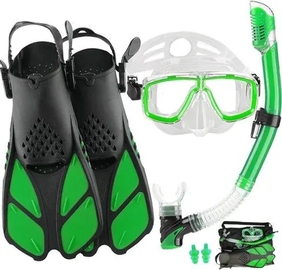 Produktbild von Erwachsenen-Snorkelset, Reiseformat, kurz, verstellbar, mit Tauchmaske und Trockensnorkel