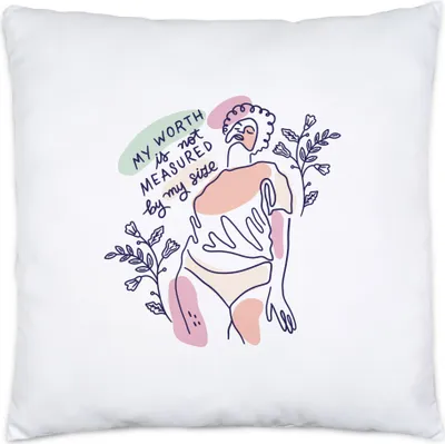 Produktbild von My Worth Is Not Measured By Size Kissen Spruch Body Positivity Frauentag Selbstbewusstsein