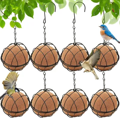 Productafbeelding van Vogelvoederstation 8 delen, voor tuin en balkon, metaal, voor wildvogels, om op te hangen