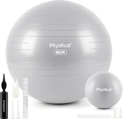 Productafbeelding van 65 cm Gymnastiekbal en 23 cm Pilatesbalset - Anti-Burst, Antislip Balans- en Yogaballen voor Thuis en Sportschool
