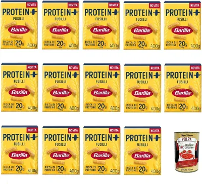 Produktbild von Barilla Protein+ Fusilli 400gr, Pasta reich an pflanzlichem Protein, 14x 400 g + Italian Gourmet polpa 400gr