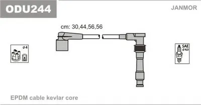 Produktbild von JANMOR ODU244 Zündkabelsatz Zündleitungssatz für OPEL Astra G CC (T98) Astra G Caravan (T98) Astra F CC (T92) VECTRA B (36) Astra F Caravan (T92)