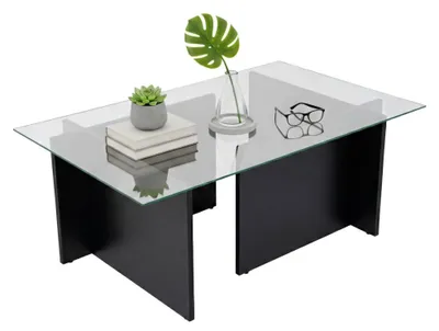 Produktbild von Azriel - Couchtisch, 105x65x40h cm Schwarz, Zeitschriftenhalter