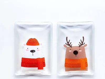 Produktbild von schöne Handwärmer I Wiederverwendbare Taschenwärmer I tolle Muster I Verschiedene Designs (2er Set Eisbär & Rentier)