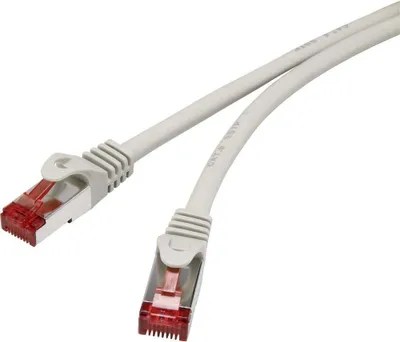 Produktbild von Renkforce RF-4724260 RJ45 Patchkabel CAT 6 S/FTP 15.00 m Grau mit Rastnasenschutz, vergoldete Steckkontakte, Flammwidri