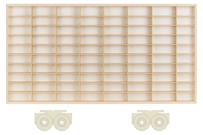 Obrázok produktu pre ArtTwist Trailer pre vitrínu na modely áut | Hot Wheels úložný priestor s 80 priehradkami | Zberateľská vitrína na zavesenie 78,5 cm x 40 cm x 4 cm | Drevená vitrína na stenu na dekoráciu a organizáciu (018K)