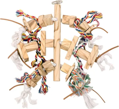 Image de Jouet pour oiseaux Duvo+ en cuir et corde, dimensions : 45 cm