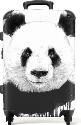 Produktbild von NoBoringSuitcases.com® Großer Koffer - Panda - Tropfen - Tiere - Weiß - Kombinationsschloss TSA - Hartschalen Trolley 4 Rollen - 72 liter - Reisekoffer - 66 cmKoffer Mittelgroß 67x43x25 cm, 72L,