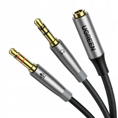 Produktbild von Ugreen 3,5 mm Klinke Audio Splitter, Weiblich auf 2x Mnnlich, Mikrofon & Kopfhrer, Silber (Modell AV193 50255)