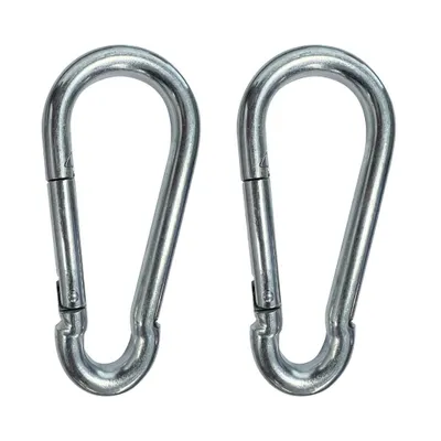 Produktbild von BLACK+DECKER 2 tlg Karabiner Haken 12x140mm Silber 350 Kg Tragfähig Robust Heavy-Duty Für Schwere Lasten Innen Außen Metallkarabiner Aufhängung