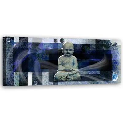 Produktbild von Leinwandbild Buddha auf blauem Hintergrund 120x40 Feeby Blau bild für die wand bereit zum aufhängen