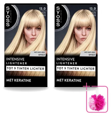 Obrázek produktu pro 2 x Barvivo SYOSS Coloration odstín 13-0 Ultra Plus zesvětlovač - barvivo na vlasy s obsahem keratinu - ekonomické balení - 2 kusy