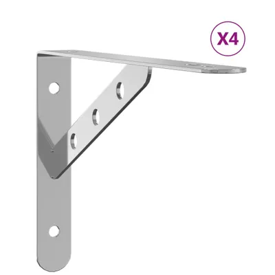 Image de Supports d'étagères 4pcs argenté acier inoxydable