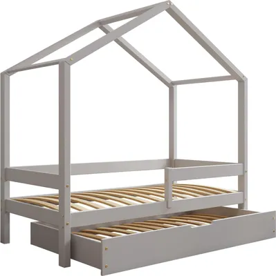 Obrázek produktu pro TIMBEE HUFIE Dětská postel s dvojlůžkem Dětská postel dřevo se zásuvkou s funkcí spánku - šedá - 100x200cm