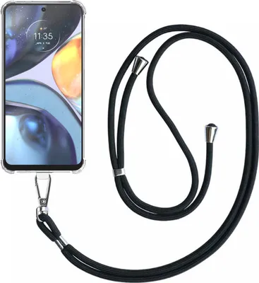 Immagine prodotto di Custodia per telefono adatta a Motorola Moto G22 trasparente antiurto con cordino universale staccabile - Custodia in silicone antiurto con cordino - Smartphonics