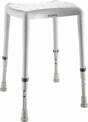 Zdjęcie produktu dla Stołek prysznicowy Aquatec Dot od Invacare, nowy model, regulowana wysokość, dwa wycięcia higieniczne, do 135 kg