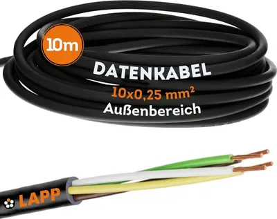 Productafbeelding van 10 meter Lapp 1030224 LiYY PVC-stuurkabel, 10x0,25 mm², zwart. LED-kabel met 10 aders. Datakabel. Signaalkabel. Soldeerbaar kabel
