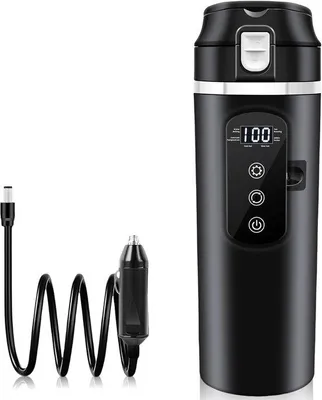 Produktbild von Autowasser für Reisen - Reise-Wassererhitzer - Heiße Getränke unterwegs - Variabler Temperaturbereich - 500 ml - Schwarz