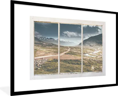 Produktbild von MuchoWow® MuchoWow® Gerahmtes Poster Aussicht - Natur - Weg 90x60 cm - Poster mit zchwarzem Bilderrahmen - Wanddekoration - Fotos