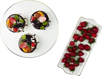 Image de Plat De Service Porcelaine Lisere Dore 34x14cm2
